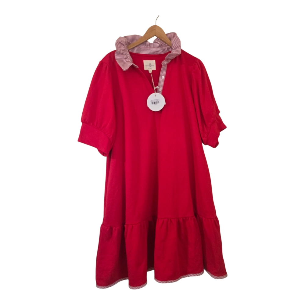 Red Ruffle Collar Dress